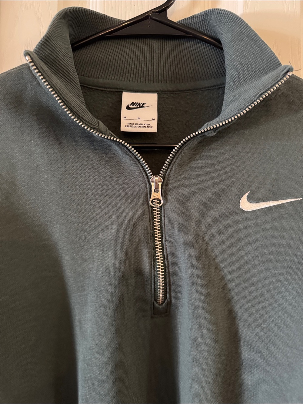 Nike Women's Cropped Quarter-Zip Sweatshirt - Slate Green - Picture 3 of 4